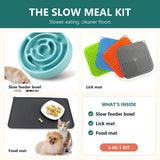The Slow Meal Kit - Slow Feeder Bowl, Lick Mat & Silicone Food Mat